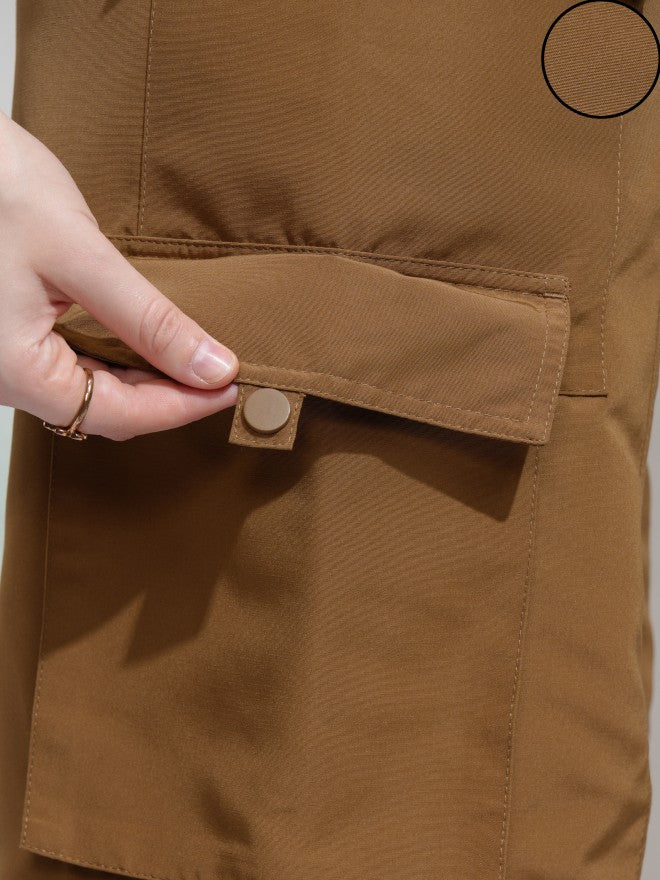 Tokyo Talkies Women Beige Solid Regular Fit Cargos - Beige - Image 5