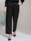 Tokyo Talkies Women Black Solid Wide Leg Casual Trouser - Black - Image 1