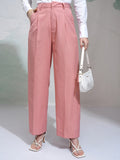 Tokyo Talkies Women Pink Solid Regular Fit Casual Trouser - Pink - Image 1