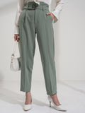 Tokyo Talkies Women Green Solid Regular Fit Casual Trouser - Green - Image 1