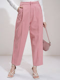 Tokyo Talkies Women Pink Solid Straight Fit Casual Trouser - Pink - Image 1