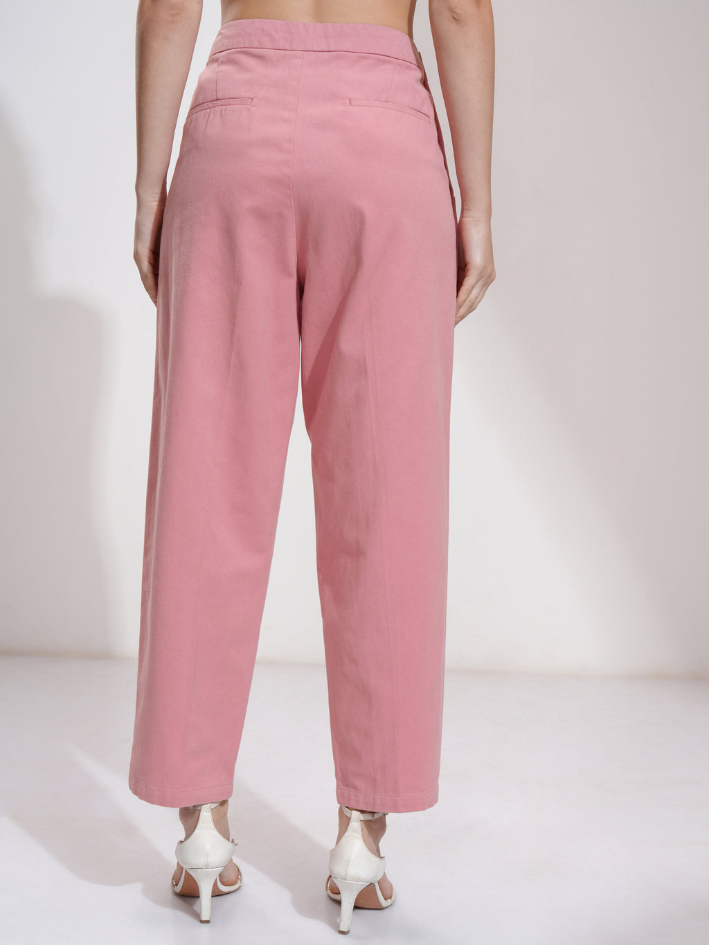 Tokyo Talkies Women Pink Solid Straight Fit Casual Trouser - Pink - Image 3