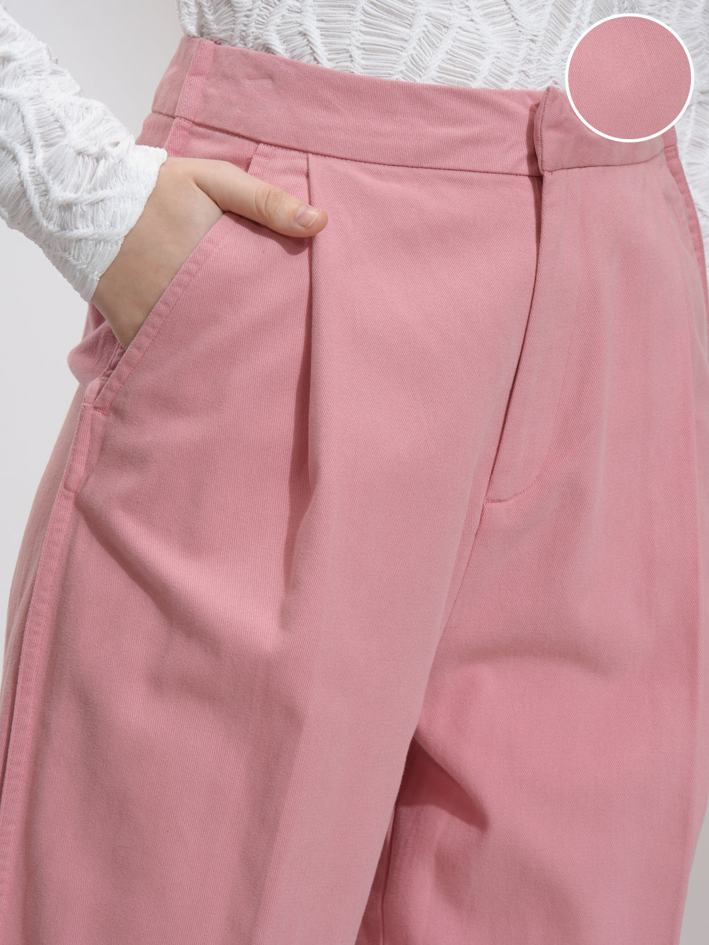 Tokyo Talkies Women Pink Solid Straight Fit Casual Trouser - Pink - Image 5