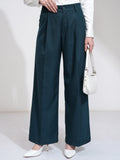 Tokyo Talkies Women Blue Solid Straight Fit Casual Trouser - Blue - Image 1