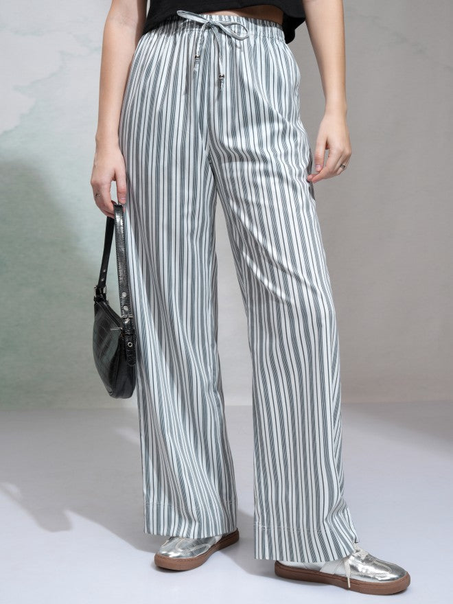 Tokyo Talkies Women Off White Solid Regular Fit Casual Trouser - Off White - Image 1