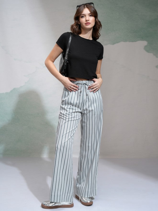 Tokyo Talkies Women Off White Solid Regular Fit Casual Trouser - Off White - Image 2