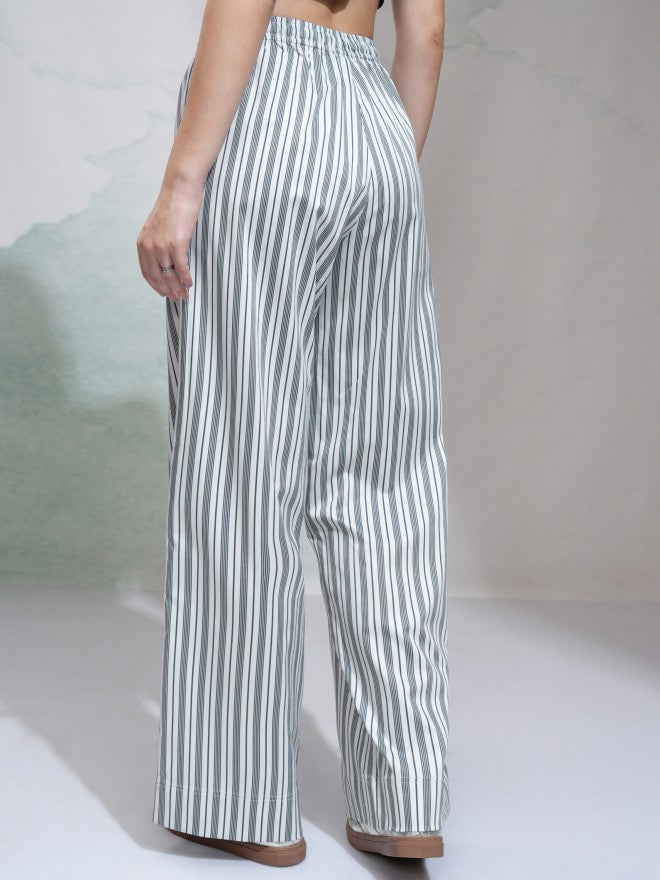 Tokyo Talkies Women Off White Solid Regular Fit Casual Trouser - Off White - Image 3