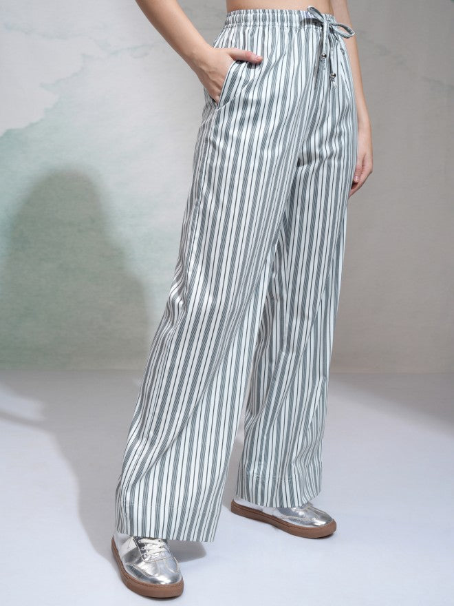 Tokyo Talkies Women Off White Solid Regular Fit Casual Trouser - Off White - Image 6