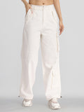 Street By Tokyo Talkies Women Off White Solid Straight Fit Cargos - Off White - Image 1