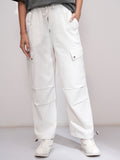 Tokyo Talkies Women Off White Solid Regular Fit Cargos - Off White - Image 1