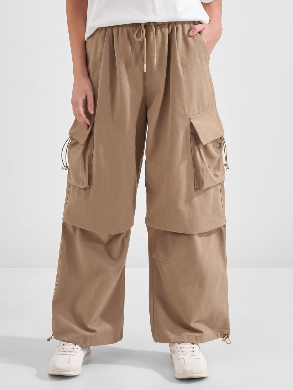 Tokyo Talkies Women Brown Solid Loose Fit Cargos