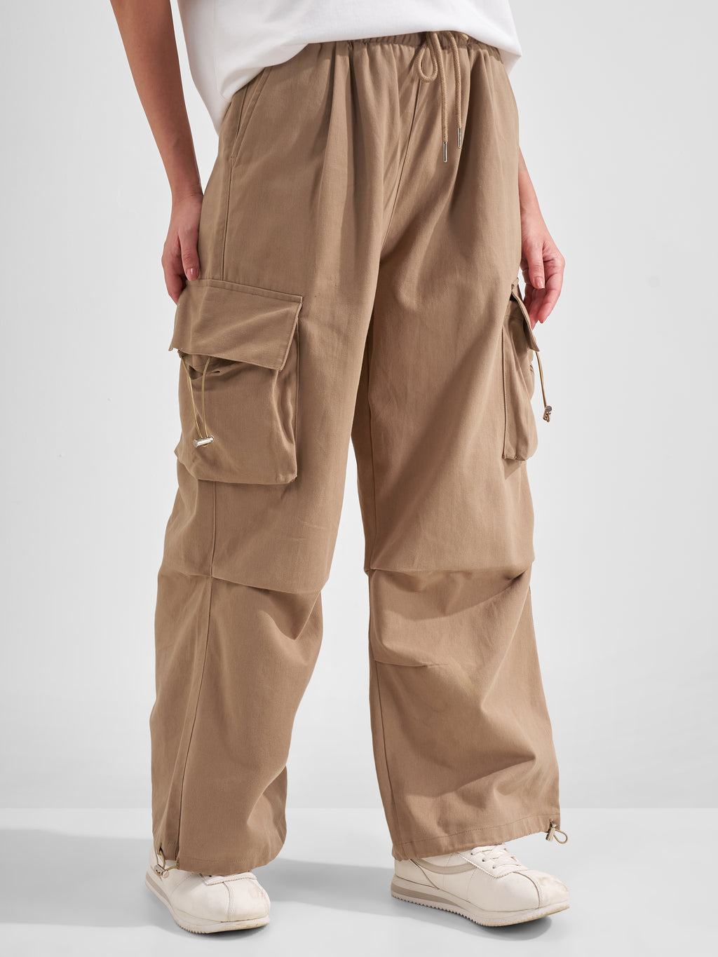 Tokyo Talkies Women Brown Solid Loose Fit Cargos