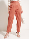 Tokyo Talkies Women Rust Solid Tapered Fit Casual Trouser - Rust - Image 1