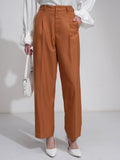 Tokyo Talkies Women Rust Solid Wide Leg Casual Trouser - Rust - Image 1