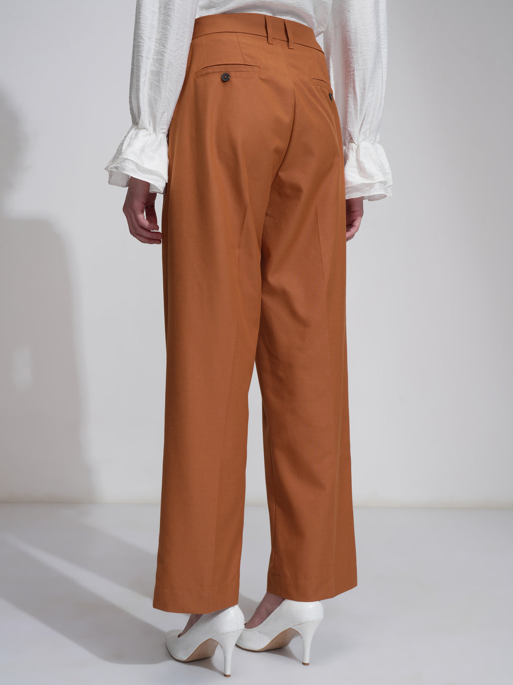 Tokyo Talkies Women Rust Solid Wide Leg Casual Trouser - Rust - Image 3