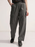 Tokyo Talkies Women Grey Solid Regular Fit Cargos - Grey - Image 1