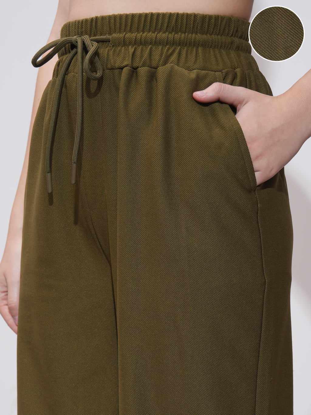 Tokyo Talkies Women Olive Straight Fit Solid Casual Trouser - Olive - Image 5