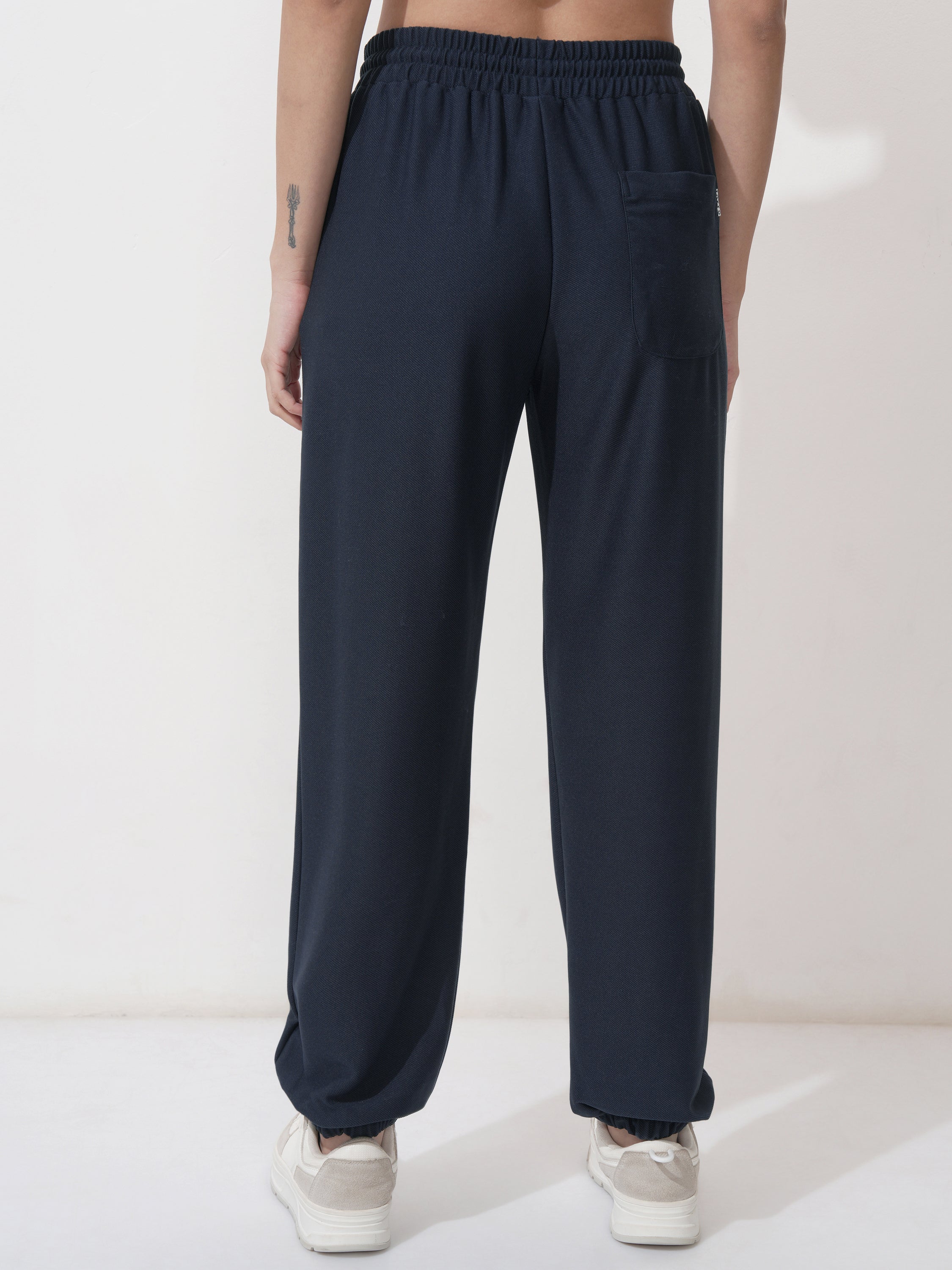 Tokyo Talkies Women Navy Blue Solid Regular Fit Joggers - Navy Blue - Image 3