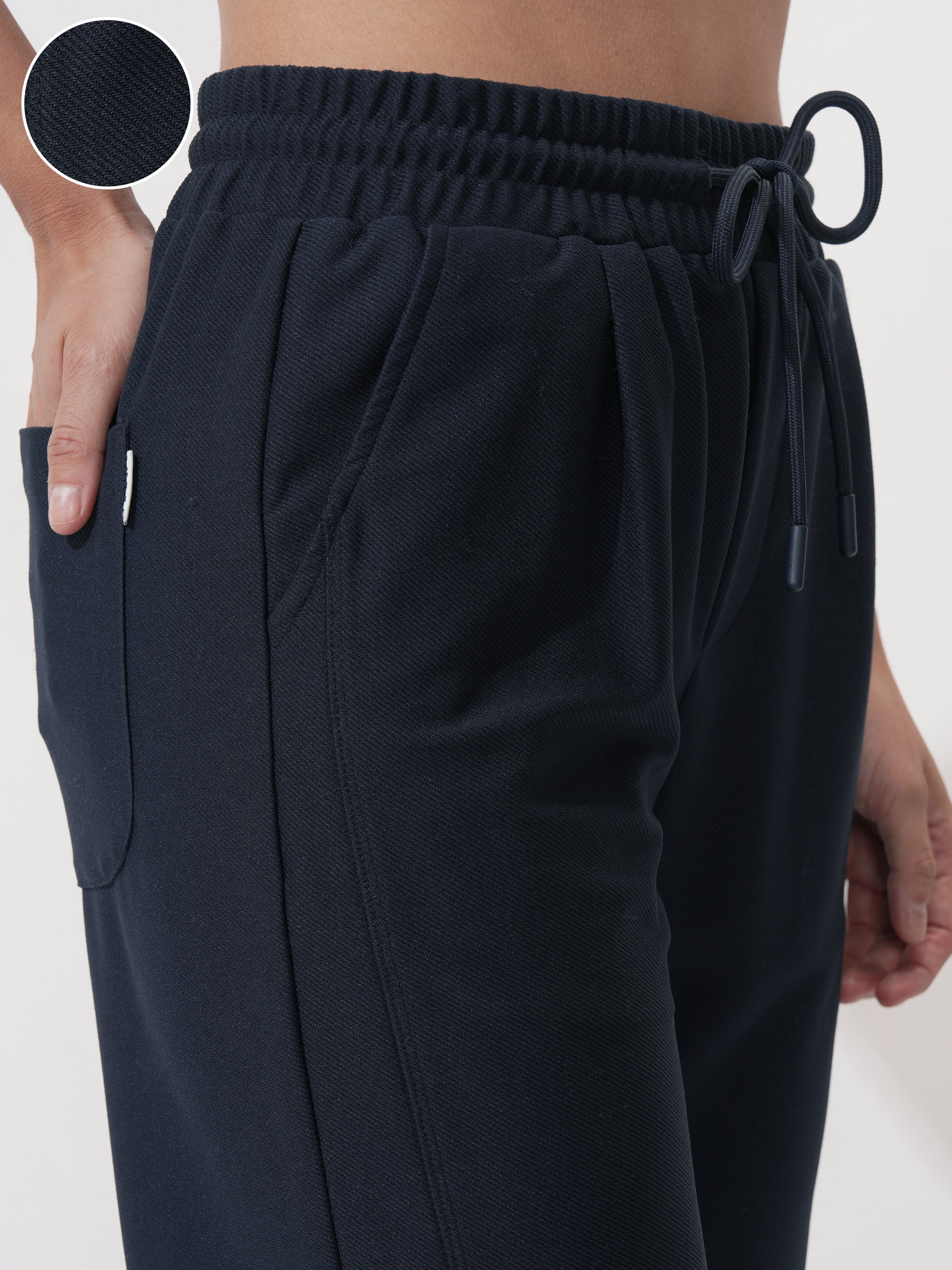 Tokyo Talkies Women Navy Blue Solid Regular Fit Joggers - Navy Blue - Image 5