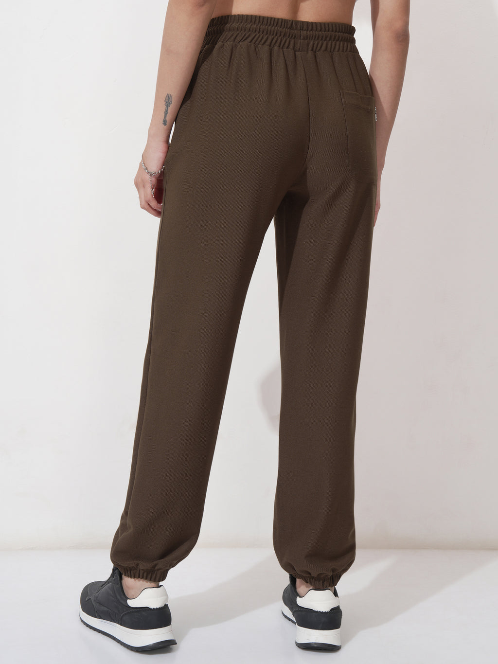 Tokyo Talkies Women Brown Solid Regular Fit Joggers - Brown - Image 3