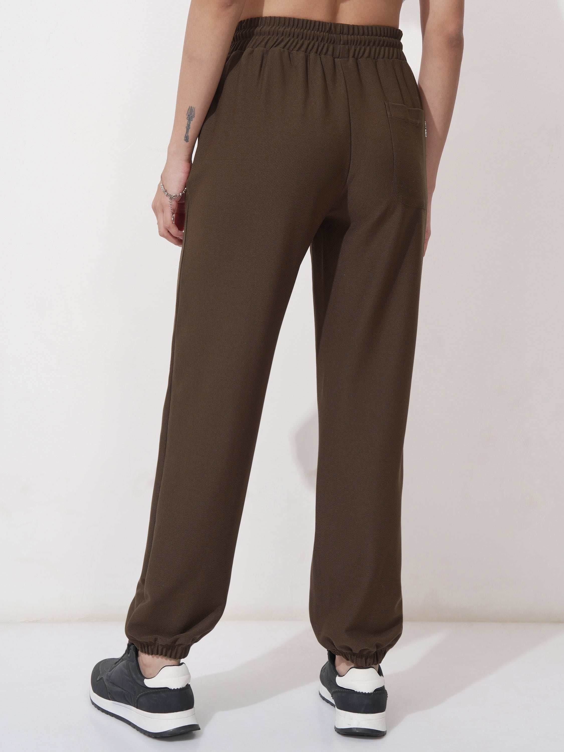 Tokyo Talkies Women Brown Solid Regular Fit Joggers - Brown - Image 3