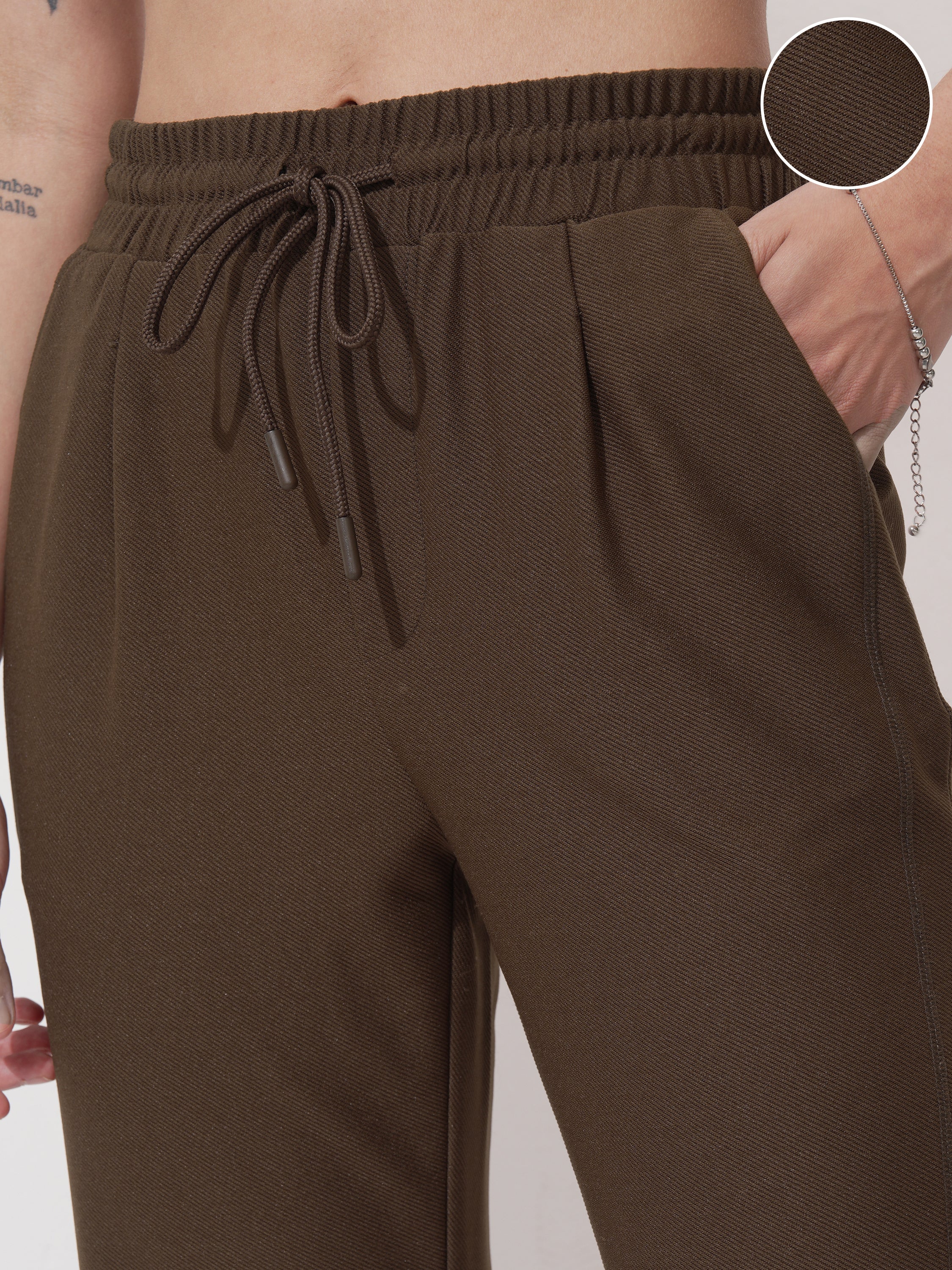 Tokyo Talkies Women Brown Solid Regular Fit Joggers - Brown - Image 5