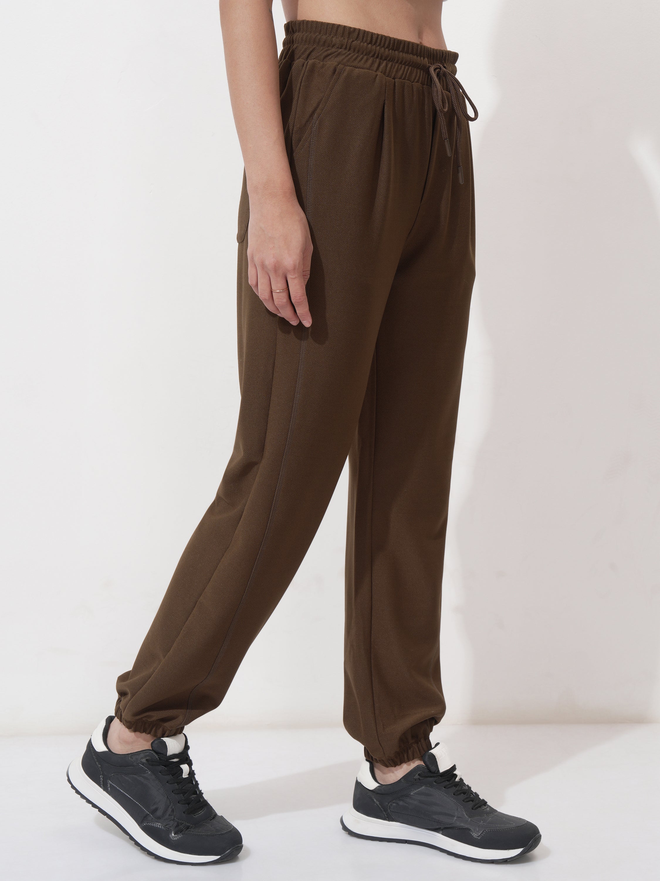 Tokyo Talkies Women Brown Solid Regular Fit Joggers - Brown - Image 6