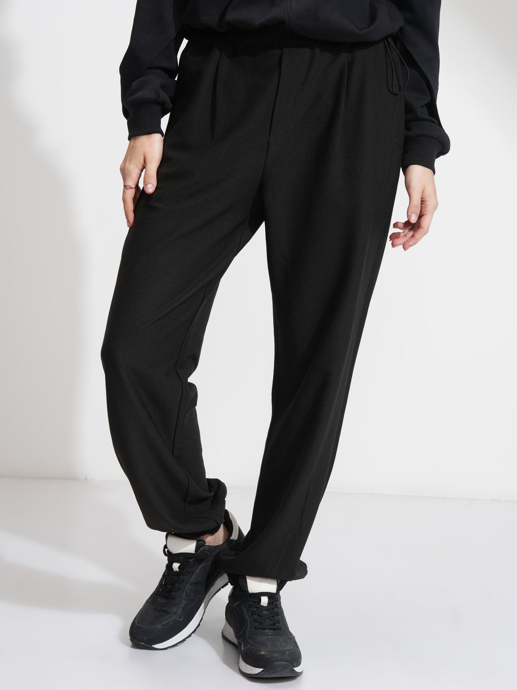 Tokyo Talkies Women Black Solid Straight Fit Joggers - Black - Image 1