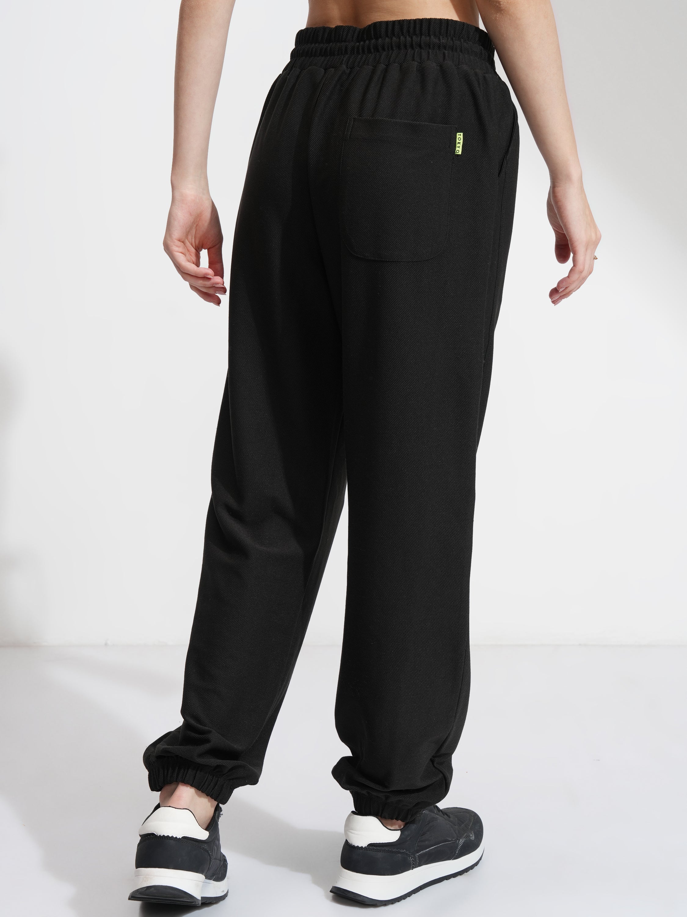 Tokyo Talkies Women Black Solid Straight Fit Joggers - Black - Image 3