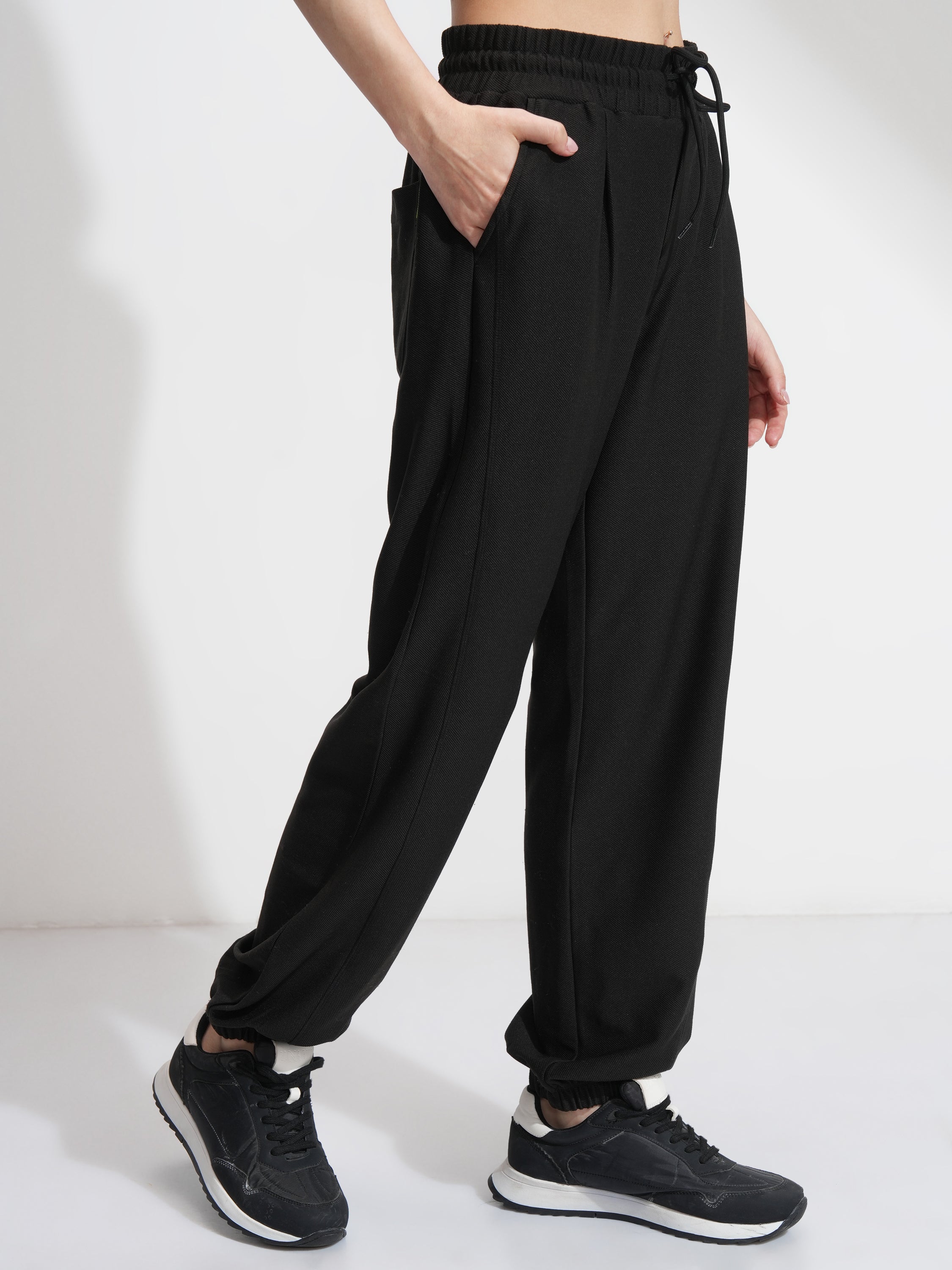 Tokyo Talkies Women Black Solid Straight Fit Joggers - Black - Image 6