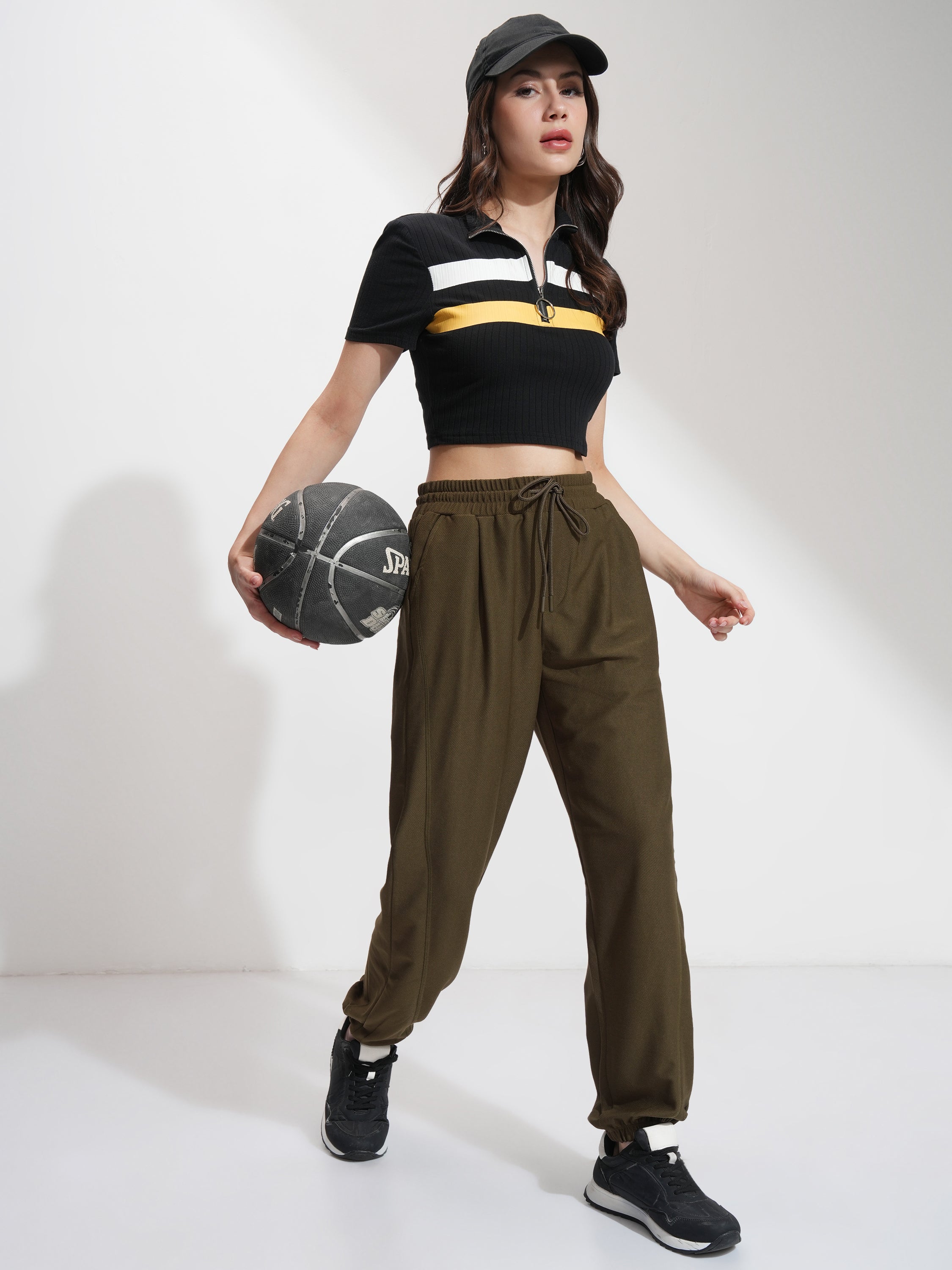 Tokyo Talkies Women Olive Solid Straight Fit Joggers - Olive - Image 2