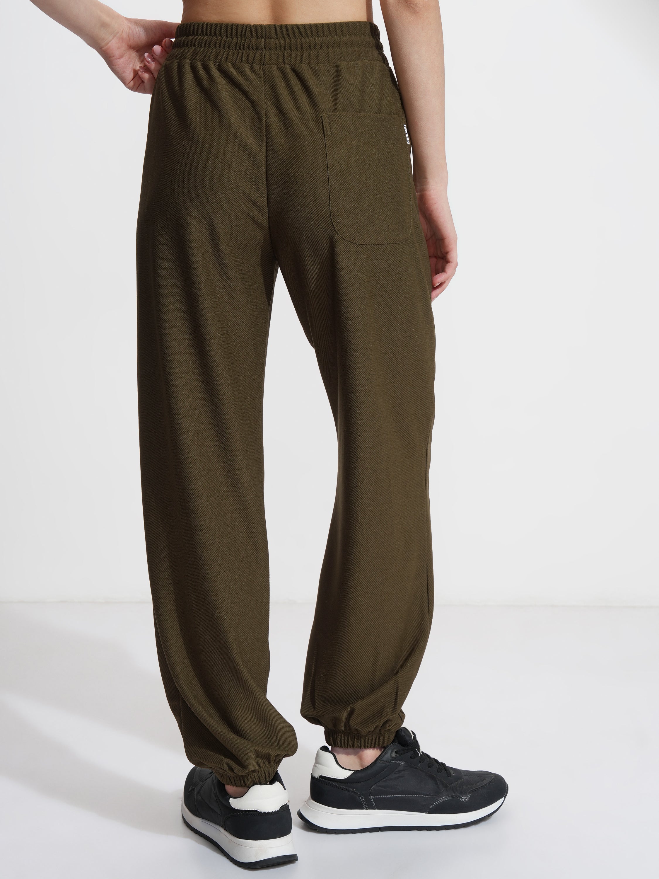 Tokyo Talkies Women Olive Solid Straight Fit Joggers - Olive - Image 3