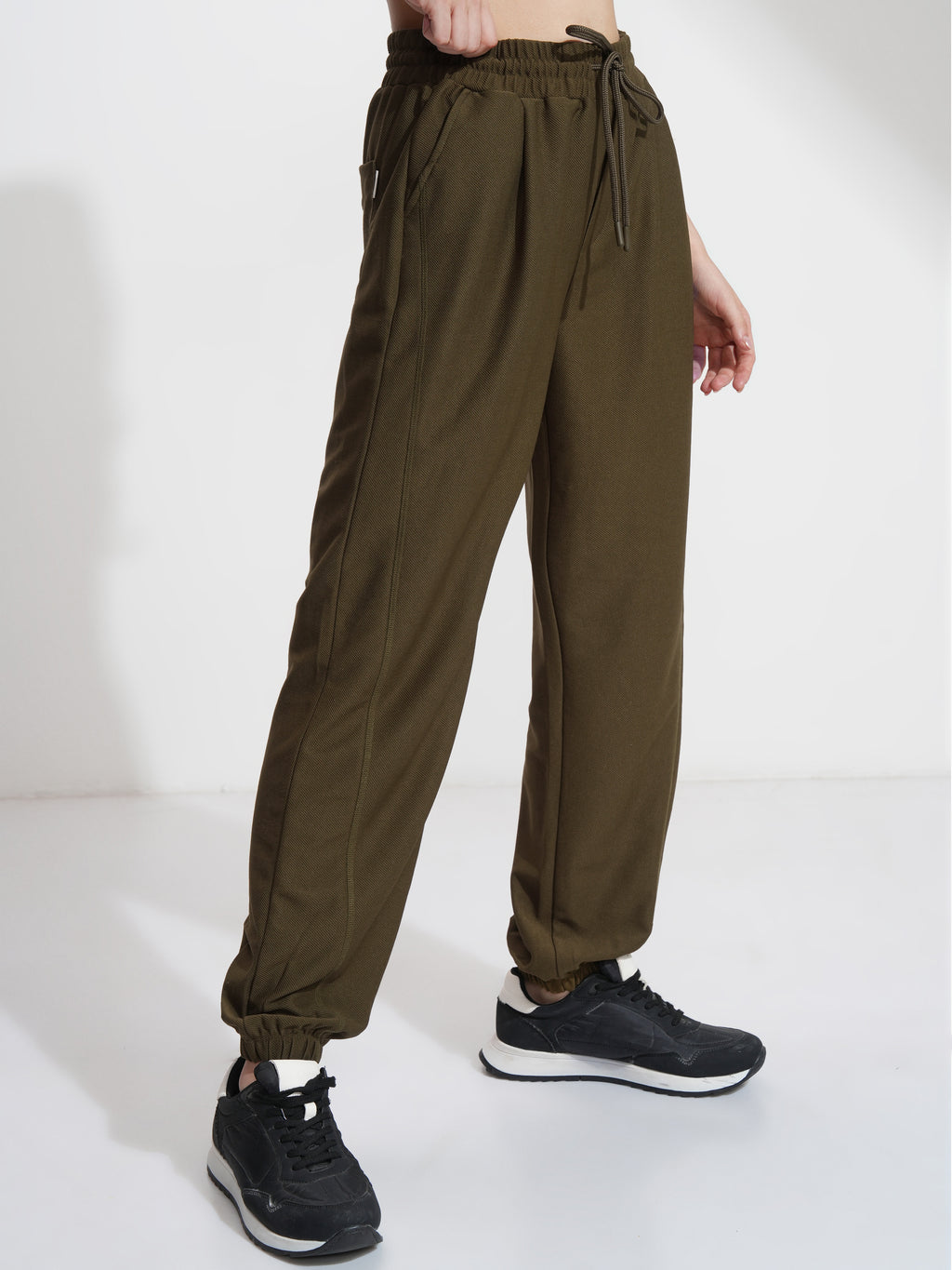Tokyo Talkies Women Olive Solid Straight Fit Joggers - Olive - Image 6