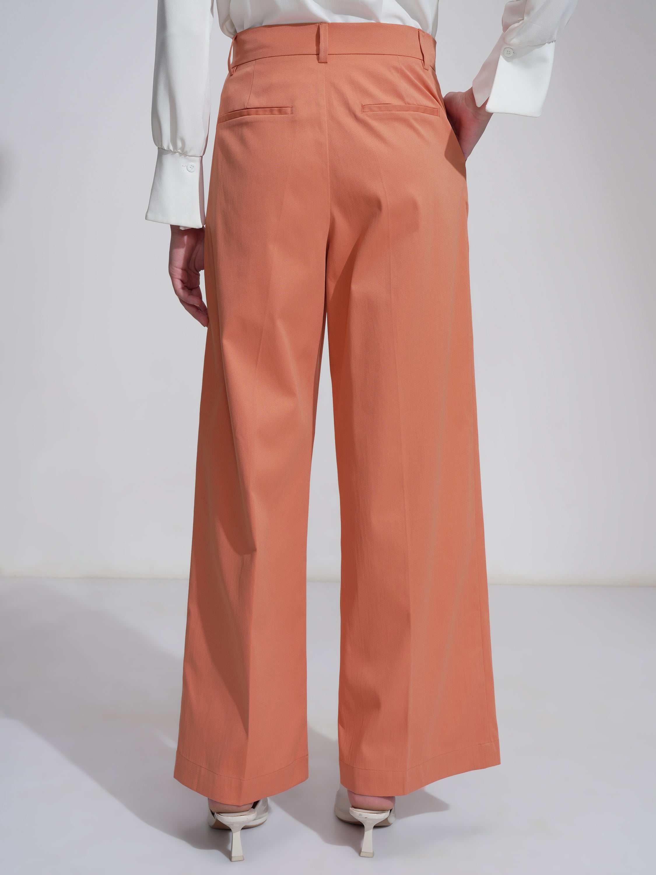Tokyo Talkies Women Orange Wide Leg Solid Jeans - Orange - Image 3