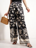 Tokyo Talkies Women Black Printed Baggy Casual Trouser - Black - Image 1