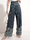 Tokyo Talkies Women Green Printed Baggy Casual Trouser - Green - Image 1