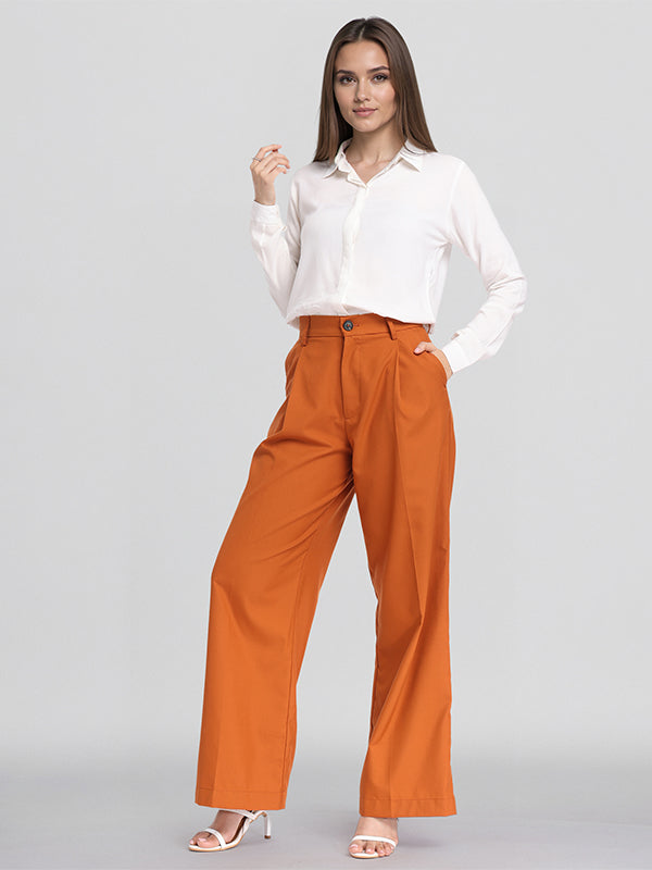 Chic By Tokyo Talkies Women Rust Solid Straight Fit Casual Trouser - Rust - Image 2