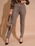 Tokyo Talkies Women Brown Solid Skinny Fit Regular Trousers - Brown - Image 1