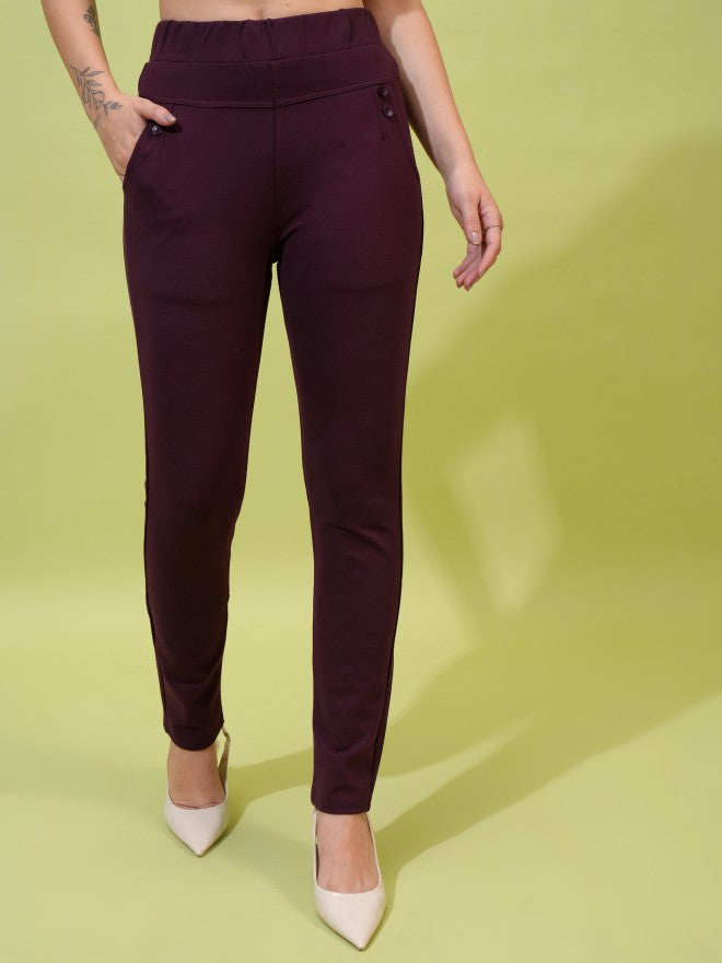 Tokyo Talkies Women Grey Solid Skinny Fit Casual Trouser - Grey - Image 1
