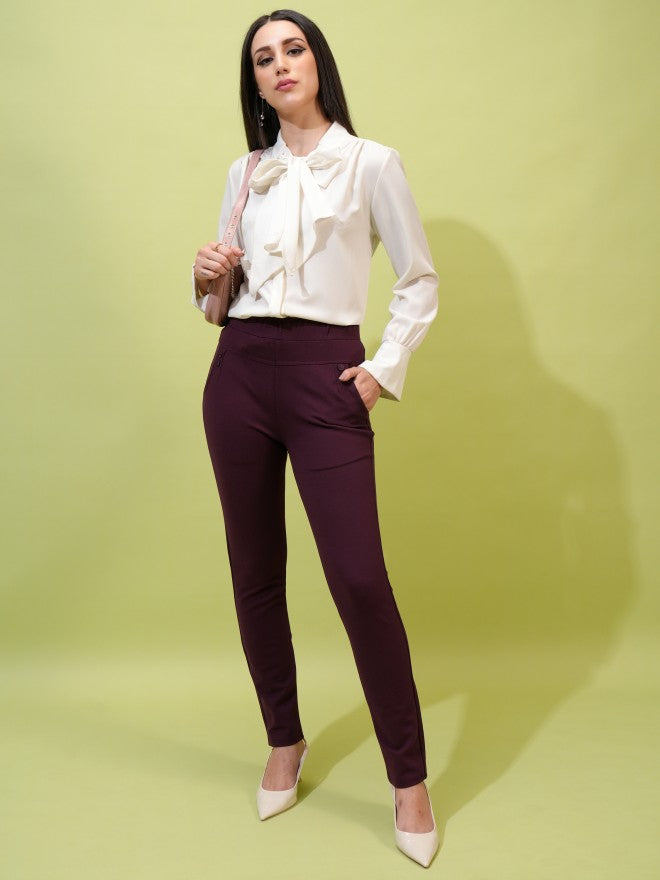 Tokyo Talkies Women Grey Solid Skinny Fit Casual Trouser - Grey - Image 2