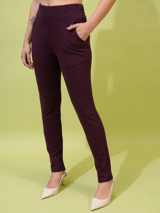 Tokyo Talkies Women Grey Solid Skinny Fit Casual Trouser - Grey - Image 4