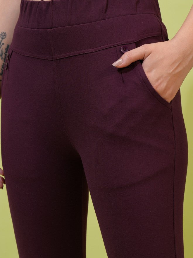 Tokyo Talkies Women Grey Solid Skinny Fit Casual Trouser - Grey - Image 5