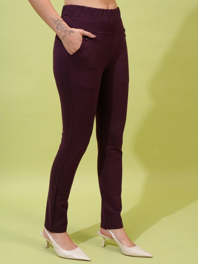Tokyo Talkies Women Grey Solid Skinny Fit Casual Trouser - Grey - Image 6