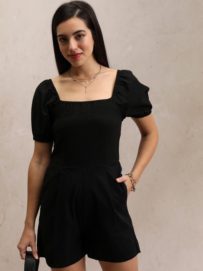 Tokyo Talkies Women Black Solid Jumpsuit - Black - Image 1