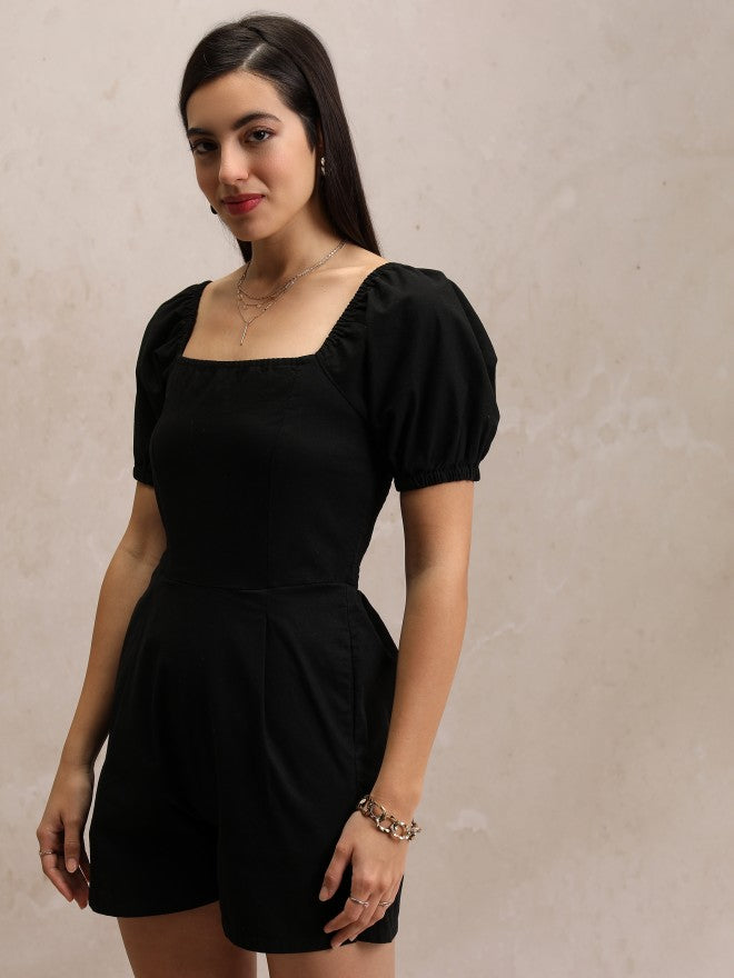 Tokyo Talkies Women Black Solid Jumpsuit - Black - Image 4