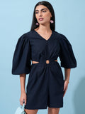 Tokyo Talkies Women Navy Blue Solid Jumpsuit - Navy Blue - Image 1