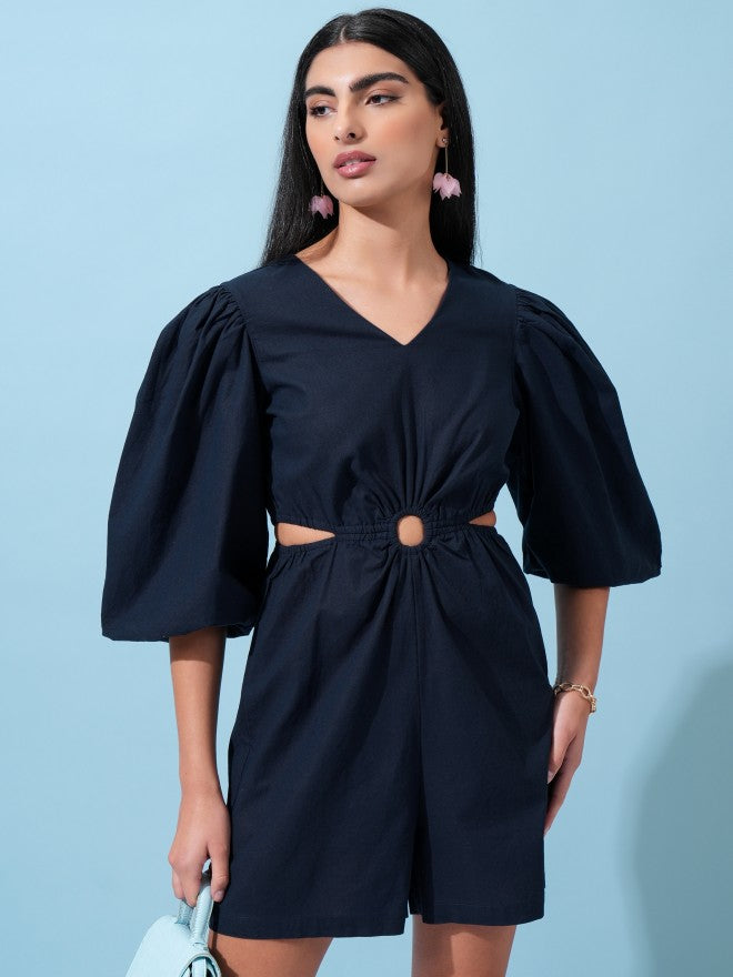 Tokyo Talkies Women Navy Blue Solid Jumpsuit - Navy Blue - Image 1