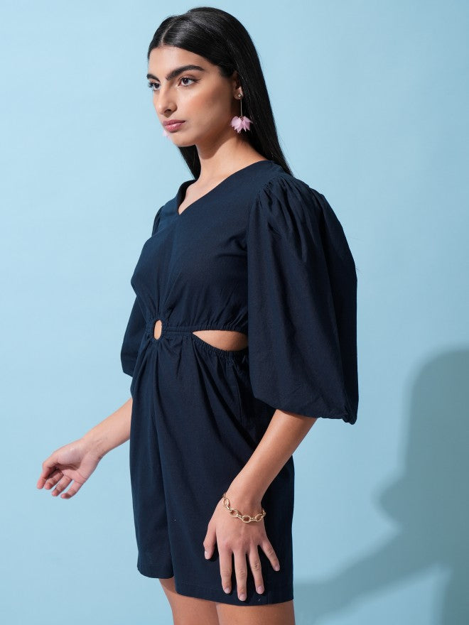 Tokyo Talkies Women Navy Blue Solid Jumpsuit - Navy Blue - Image 4