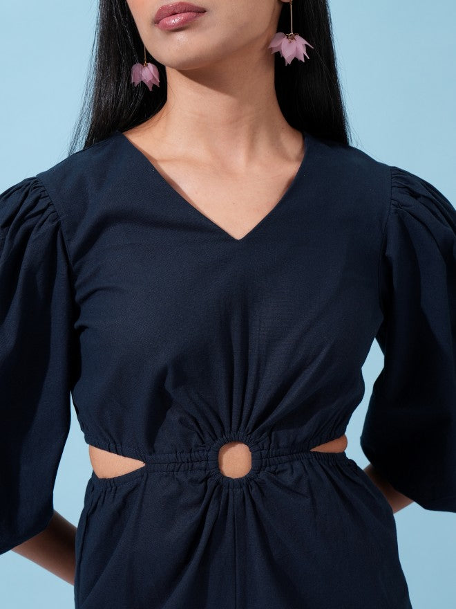Tokyo Talkies Women Navy Blue Solid Jumpsuit - Navy Blue - Image 5