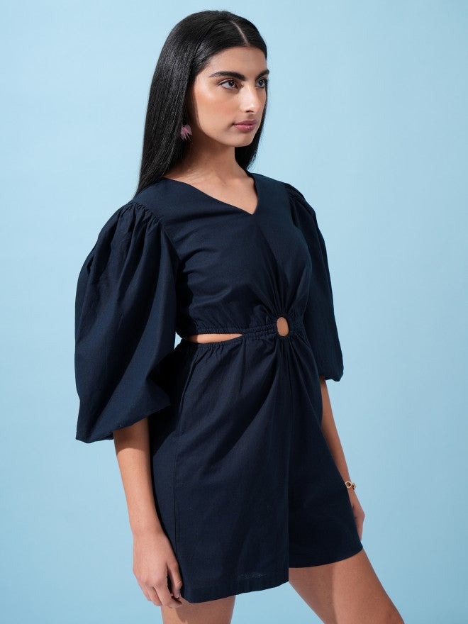 Tokyo Talkies Women Navy Blue Solid Jumpsuit - Navy Blue - Image 6